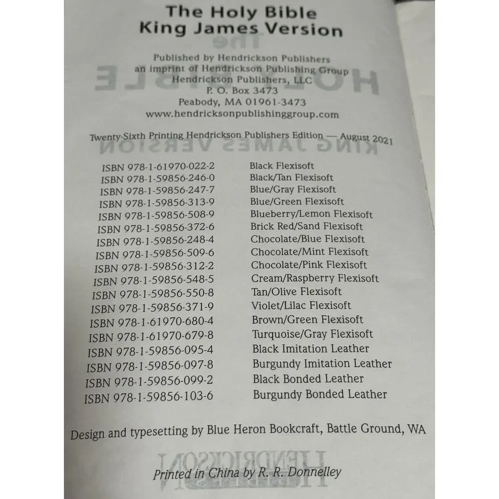 Holy Bible KJV Hendrickson Bibles 2021 Leather
